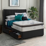 Silentnight 4 Drawer Divan Base with Bloomsbury Headboard in Ebony in 3 Sizes