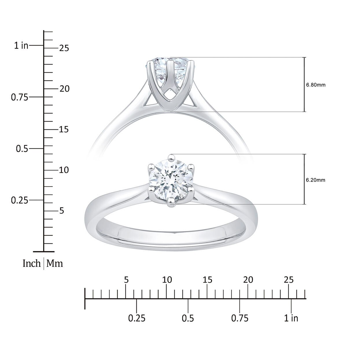 0.50ct Round Brilliant Cut Diamond Solitaire Ring, Platinum