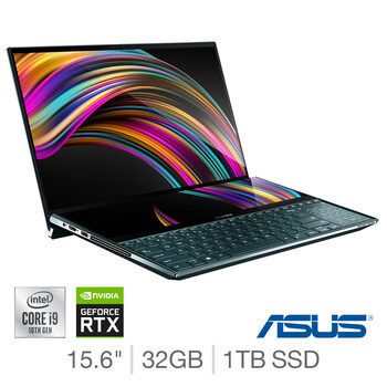 ASUS ZenBook Pro Duo, Intel Core i9, 32GB RAM, 1TB SSD, NVIDIA GeForce RTX 2060, 15.6  Inch OLED Laptop, UX581LV-H2024T
