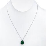 Pear Shaped Lab Emerald and 0.45ctw Diamond Pendant.