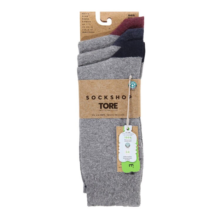 Tore Mens Heel and Toe Crew Socks, 2 x 3 Pack Tore Mens Heel and Toe Crew Socks, 2 x 3 Pack