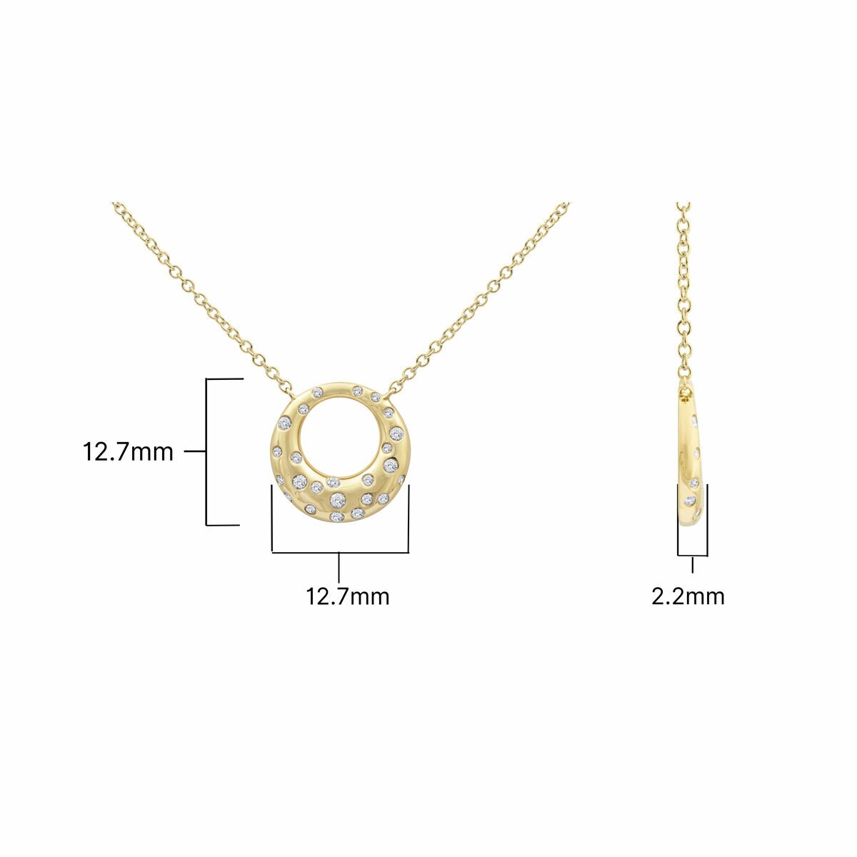 0.15ctw Round Brilliant Cut Diamond Circle Necklace, 14ct Yellow Gold