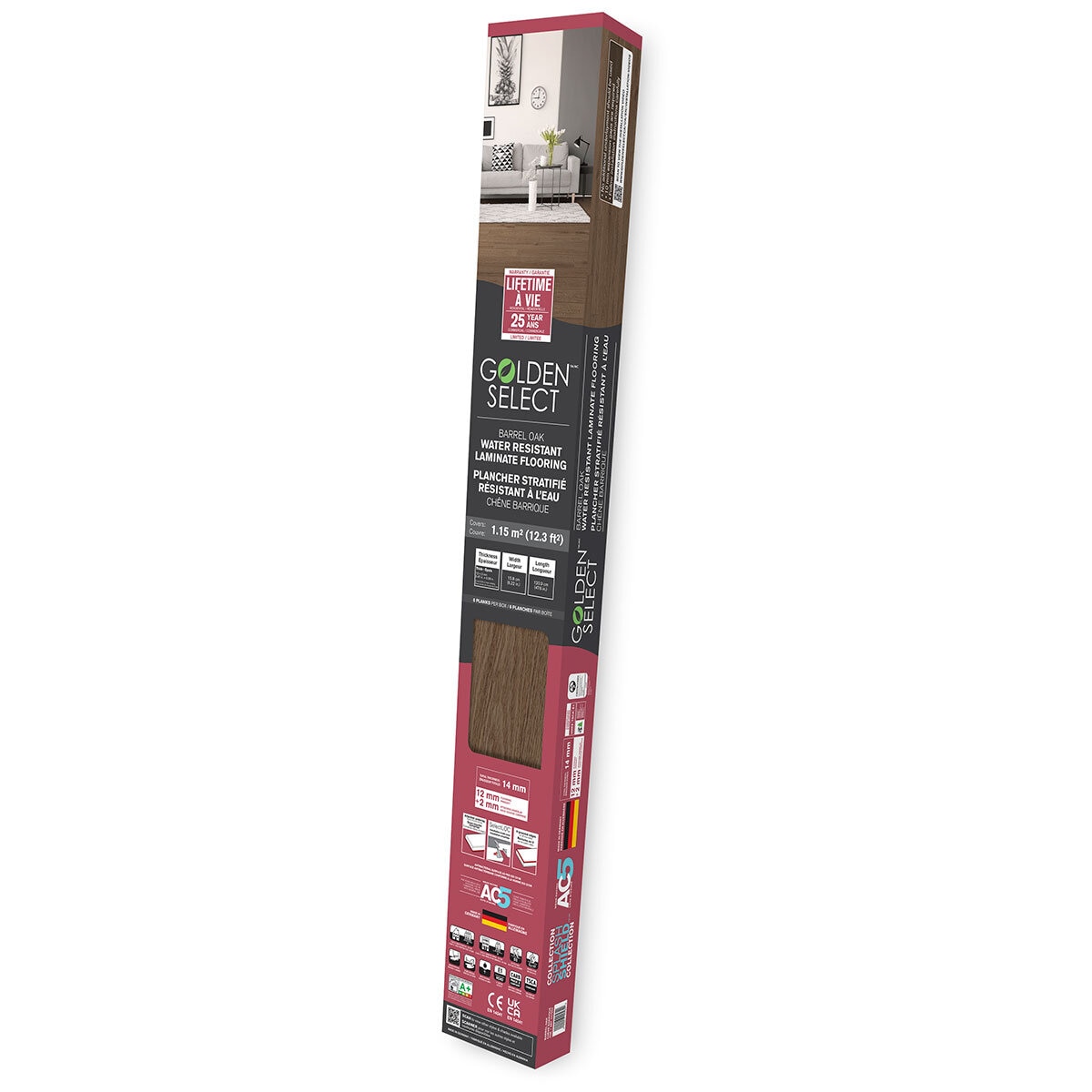 Golden Select Barrel Oak AC5 Laminate Flooring with Foam Underlay - 1.146 m² Per Pack