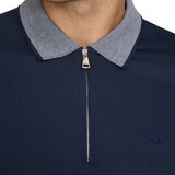 DKNY Men's Zip Collar Polo in Navy, Large