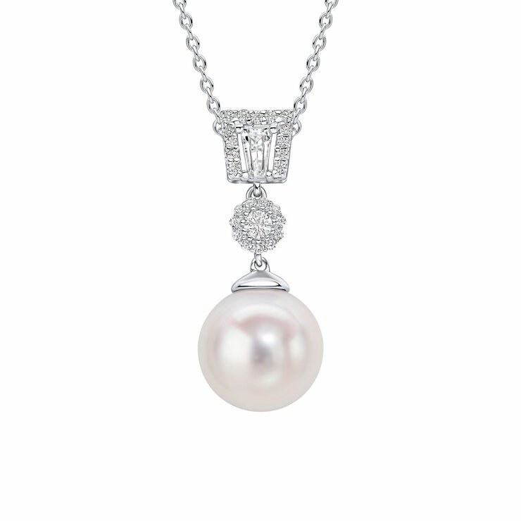 Diamonfire Zirconia and Shell Pearl Drop Pendant Diamonfire Zirconia and Shell Pearl Drop Pendant