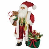 36 inch Fabric Santa With Teddy Bear & Gift Box