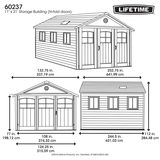 Exetrnal Dimensions of Lifetime 11ft x 21ft (3.4 x 6.4m) Garden Storage Shed with Tri-Fold Door