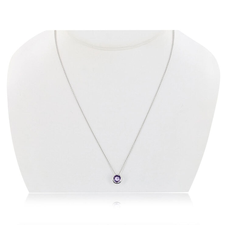 Amethyst Birthstone Pendant, 14ct White Gold