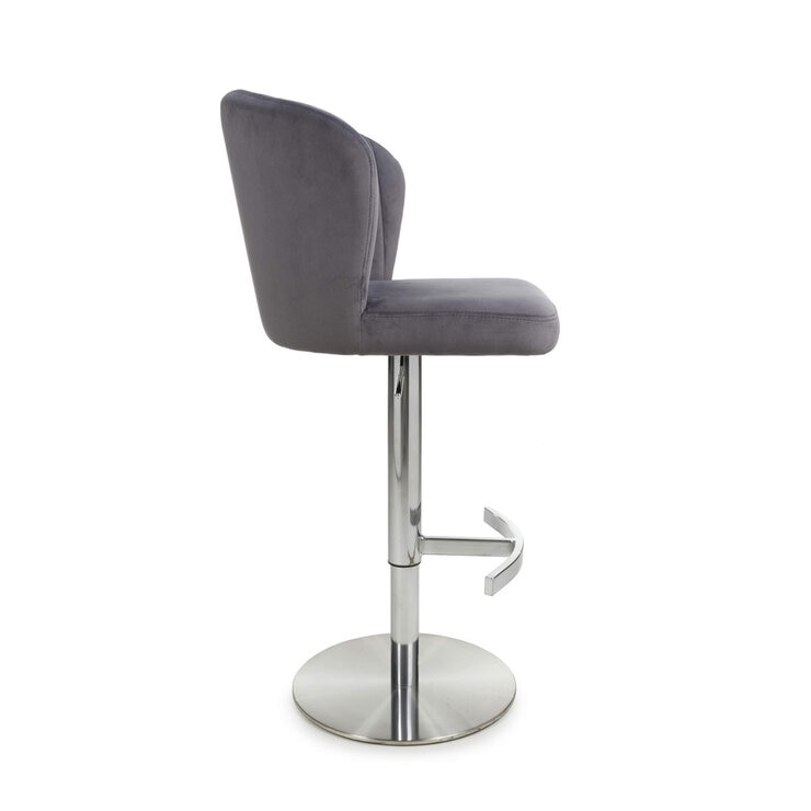 Sigma Grey Brushed Velvet Bar Stool