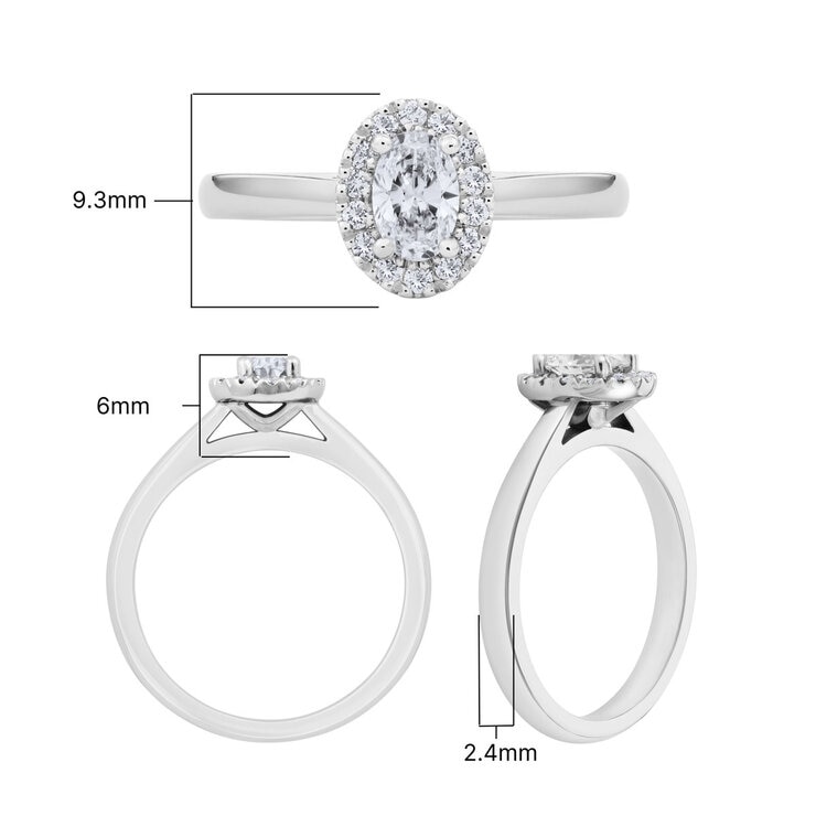 0.54ctw Oval & Round Brilliant Cut Diamond Halo Ring, Platinum