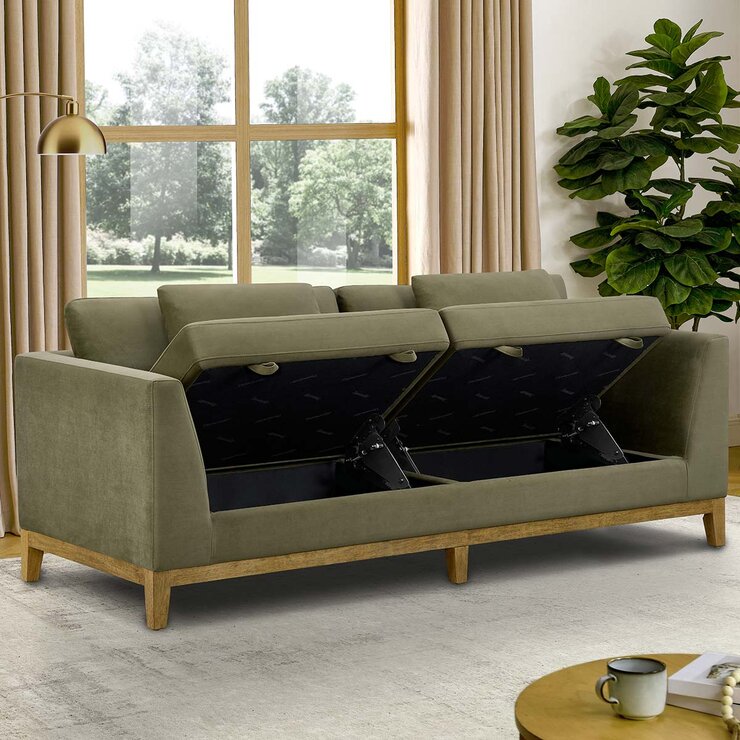 Thomasville Mokena Green Fabric 2 Seater Sofa with Storage Seats Thomasville Mokena Green Fabric 2 Seater Sofa with Storage Seats