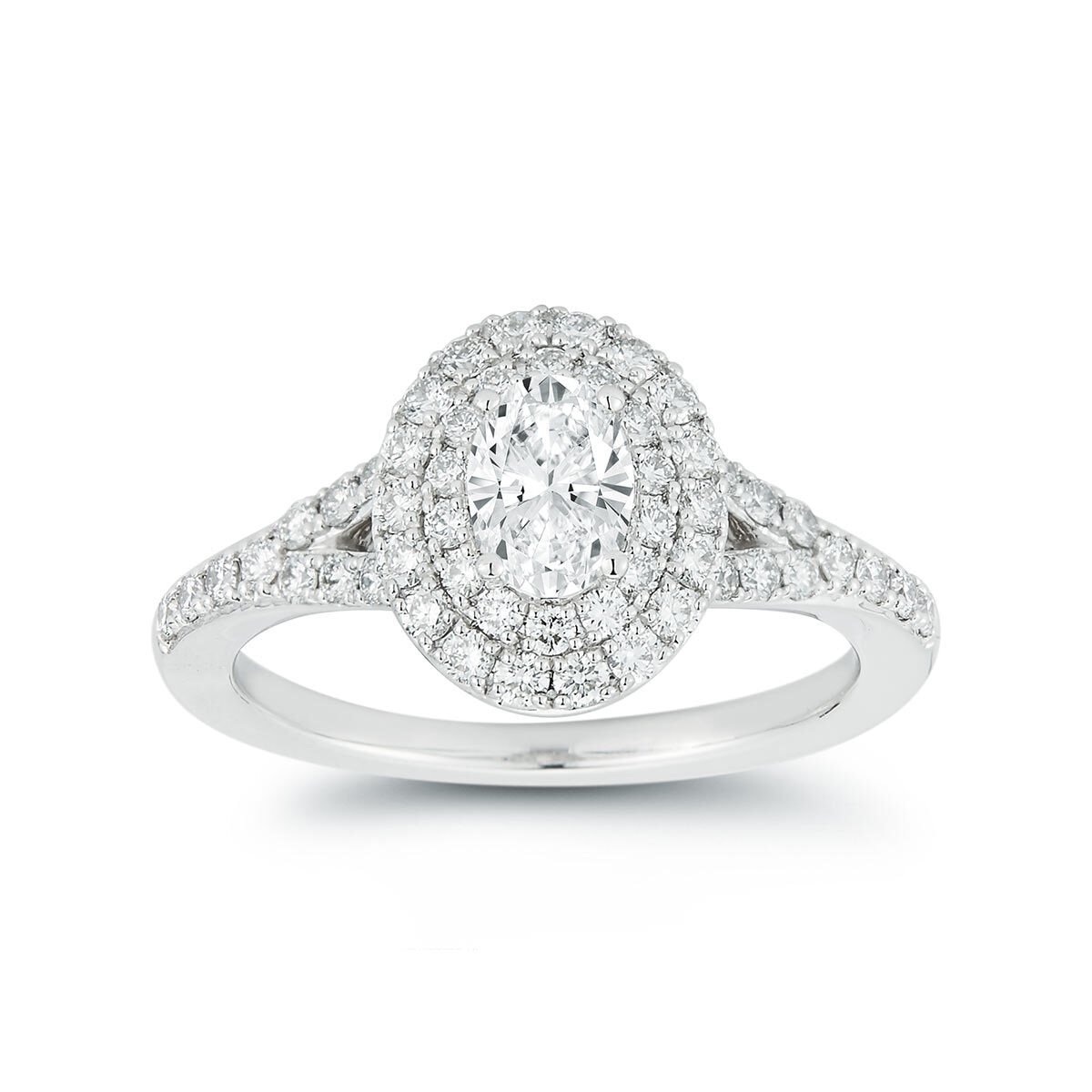 1.14ctw Oval and Round Brilliant Cut Diamond Ring, Platinum Costco UK