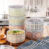 Signature Housewares Stoneware Bowls with Lids, 6 Piece Set