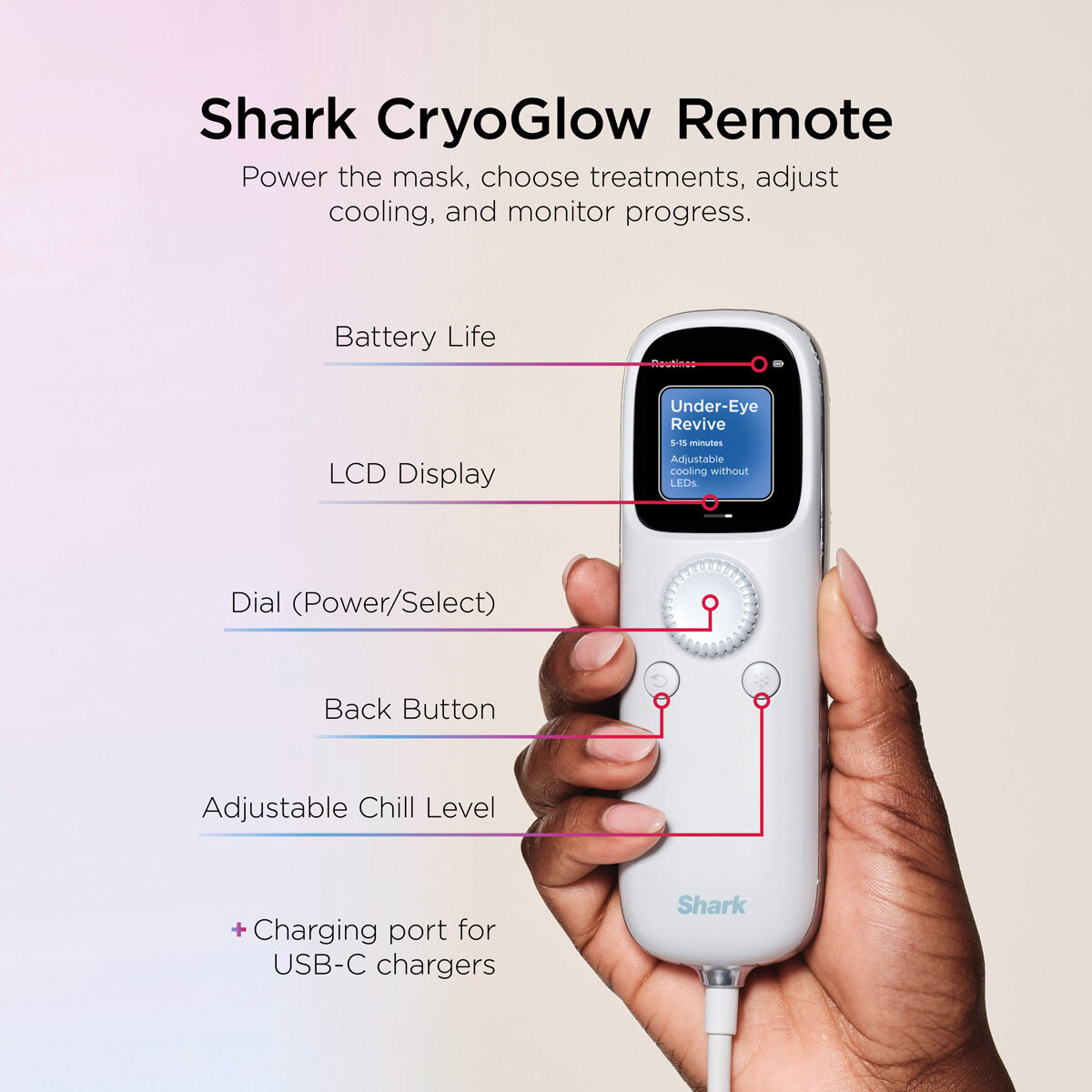 Shark CryoGlow Under-Eye Cooling & LED Anti-Ageing & Blemish Repair Mask - Blue Frost (FW312UK)