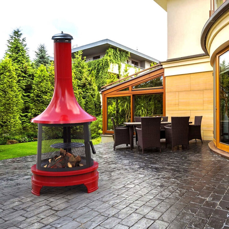 Outdoor Steel Chiminea Fireplace with Cooking Grill Costco UK