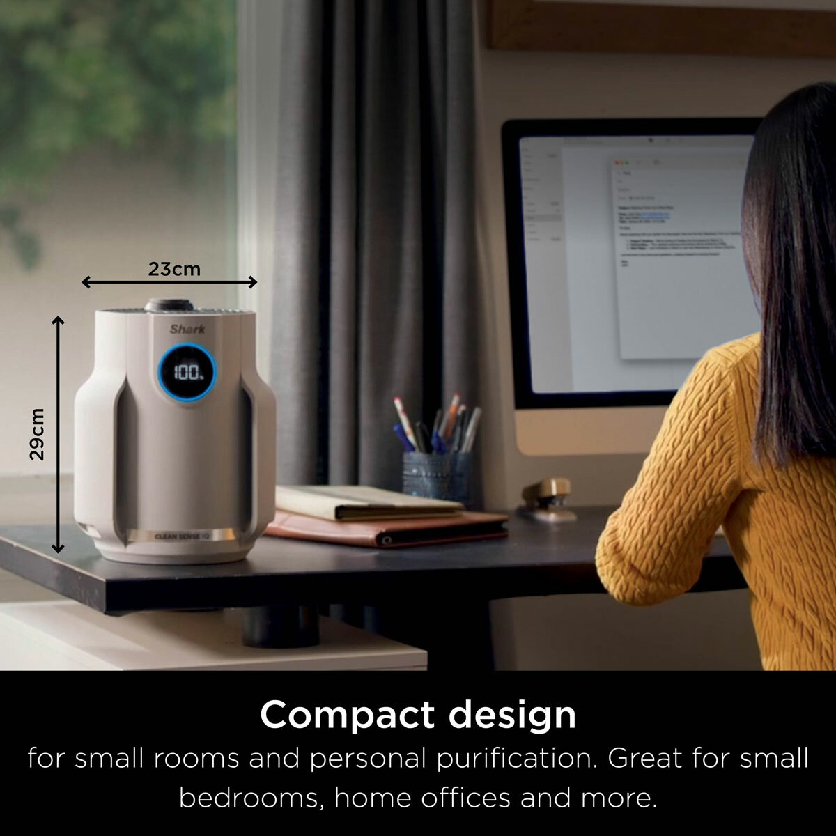 Lifestyle image of Shark NeverChange5 Air Purifier with compact design