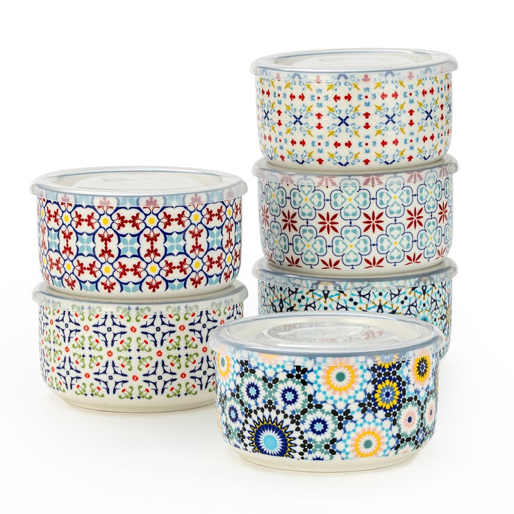 Signature Stoneware Bowls with Lids, 6 Pack Signature Stoneware Bowls with Lids, 6 Pack