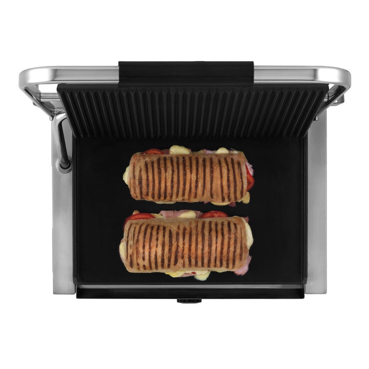 Dualit Panini Grill open position with panini taken from above Dualit Panini Grill open position with panini taken from above