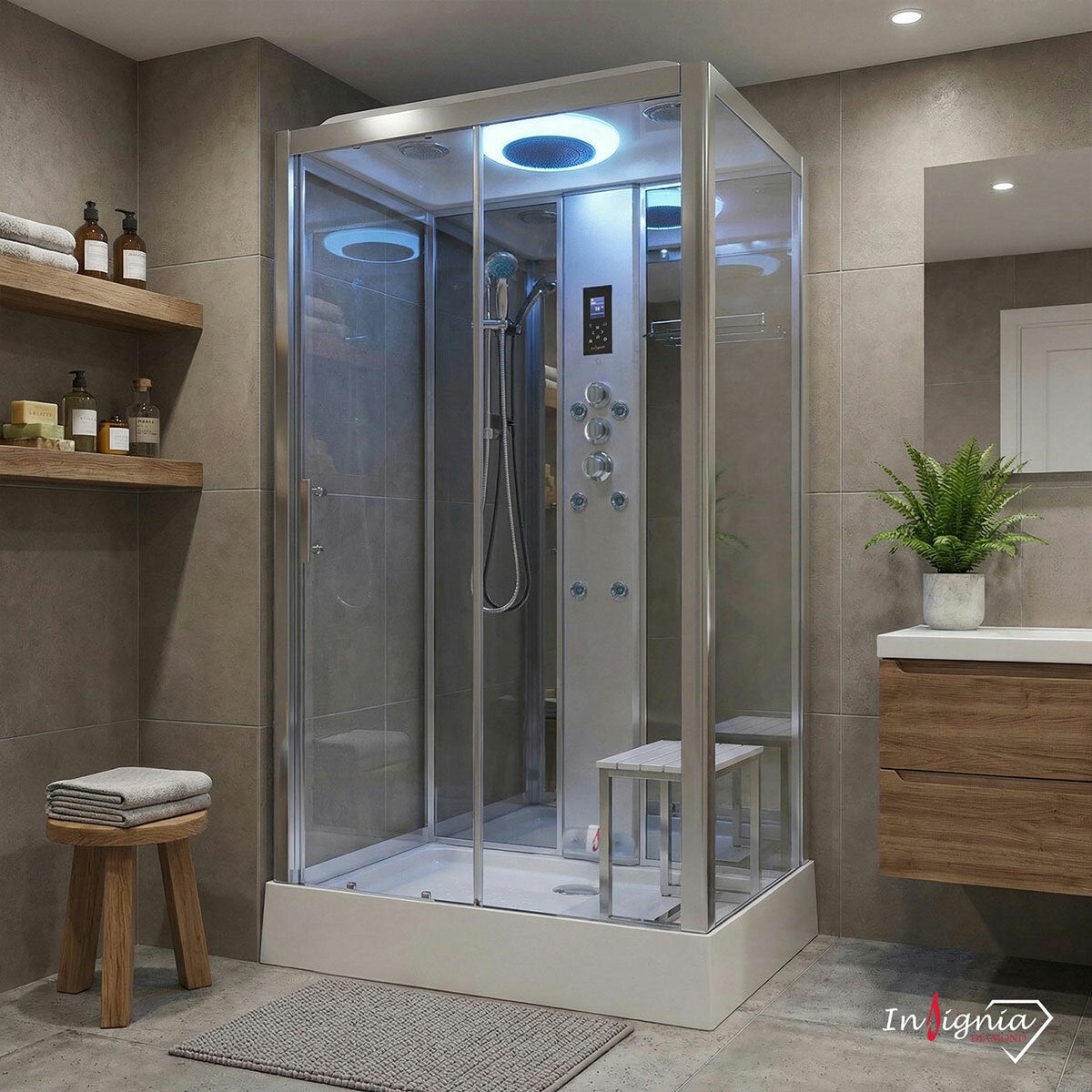 Insignia Diamond 1050 x 850mm Rectangular Steam Shower in 2 Colours Insignia Diamond 1050 x 850mm Rectangular Steam Shower in 2 Colours