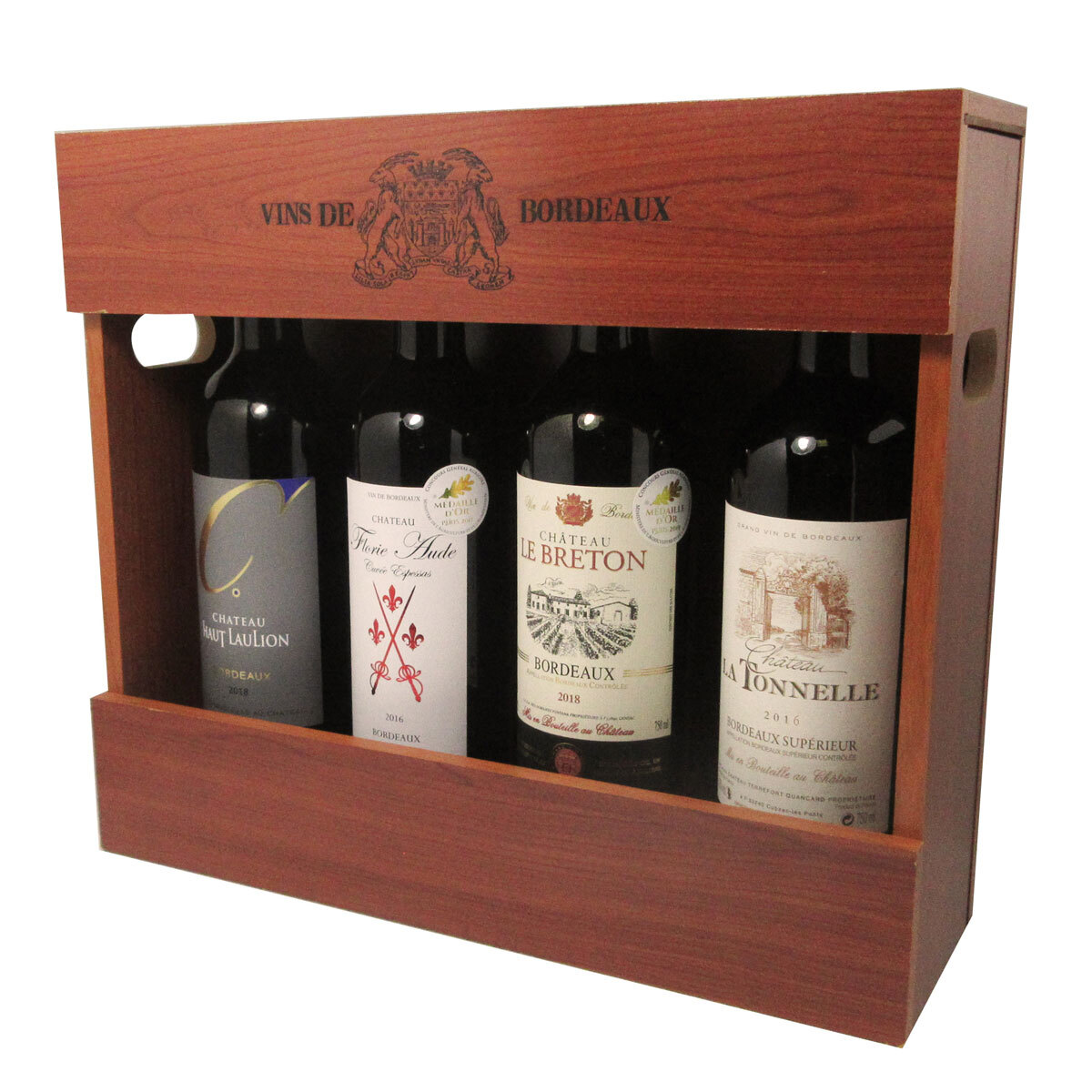 Bordeaux Selection Wooden Gift Box, 4 x 75cl Costco UK