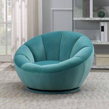 True Innovations Blue Velvet Swivel Chair