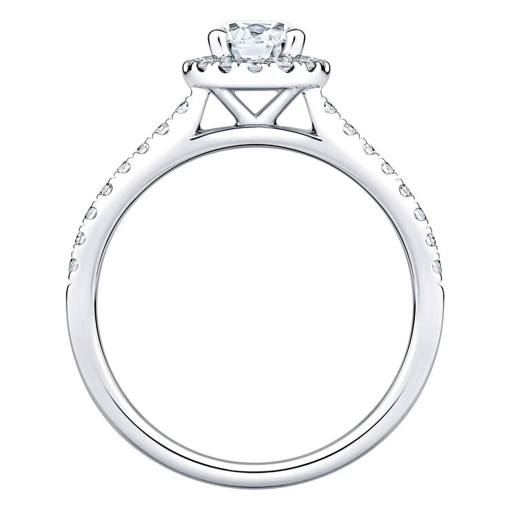 1.00ctw Round Brilliant Cut Diamond Halo Ring,14ct White Gold