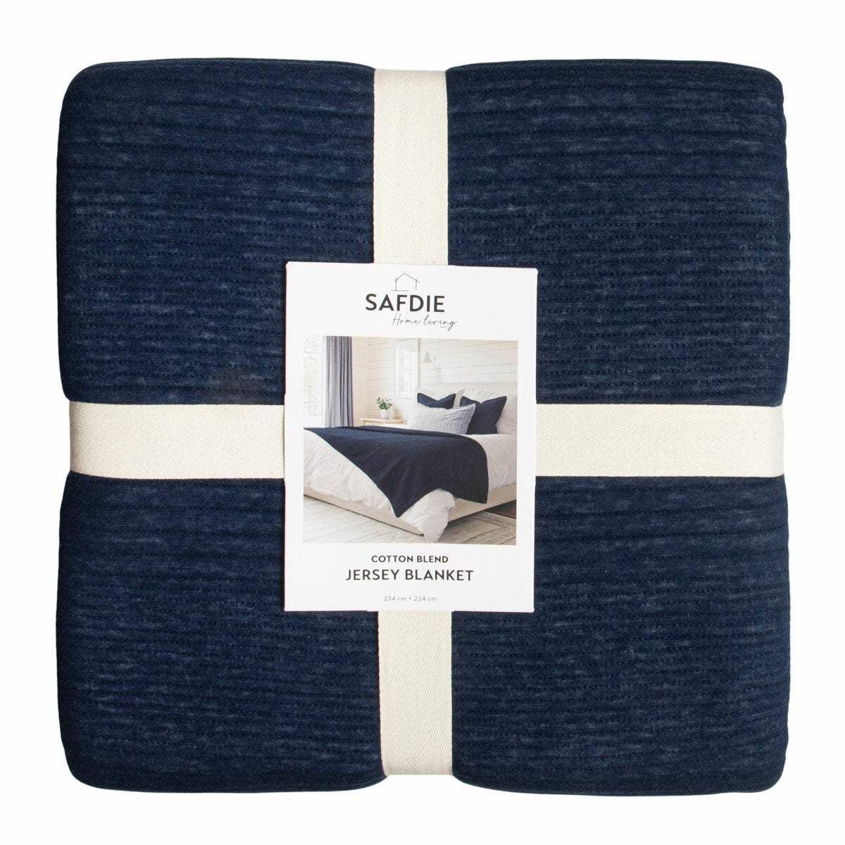 Safdie Cotton Blend Blue Jersey Blanket, 224 x 234 cm Safdie Cotton Blend Blue Jersey Blanket, 224 x 234 cm