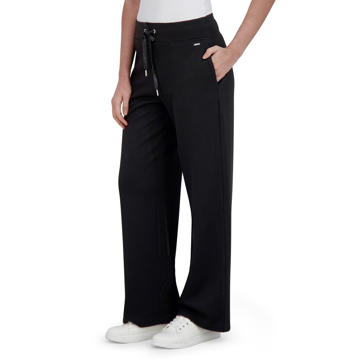 DKNY Ladies Waffle Knit Pant in Black