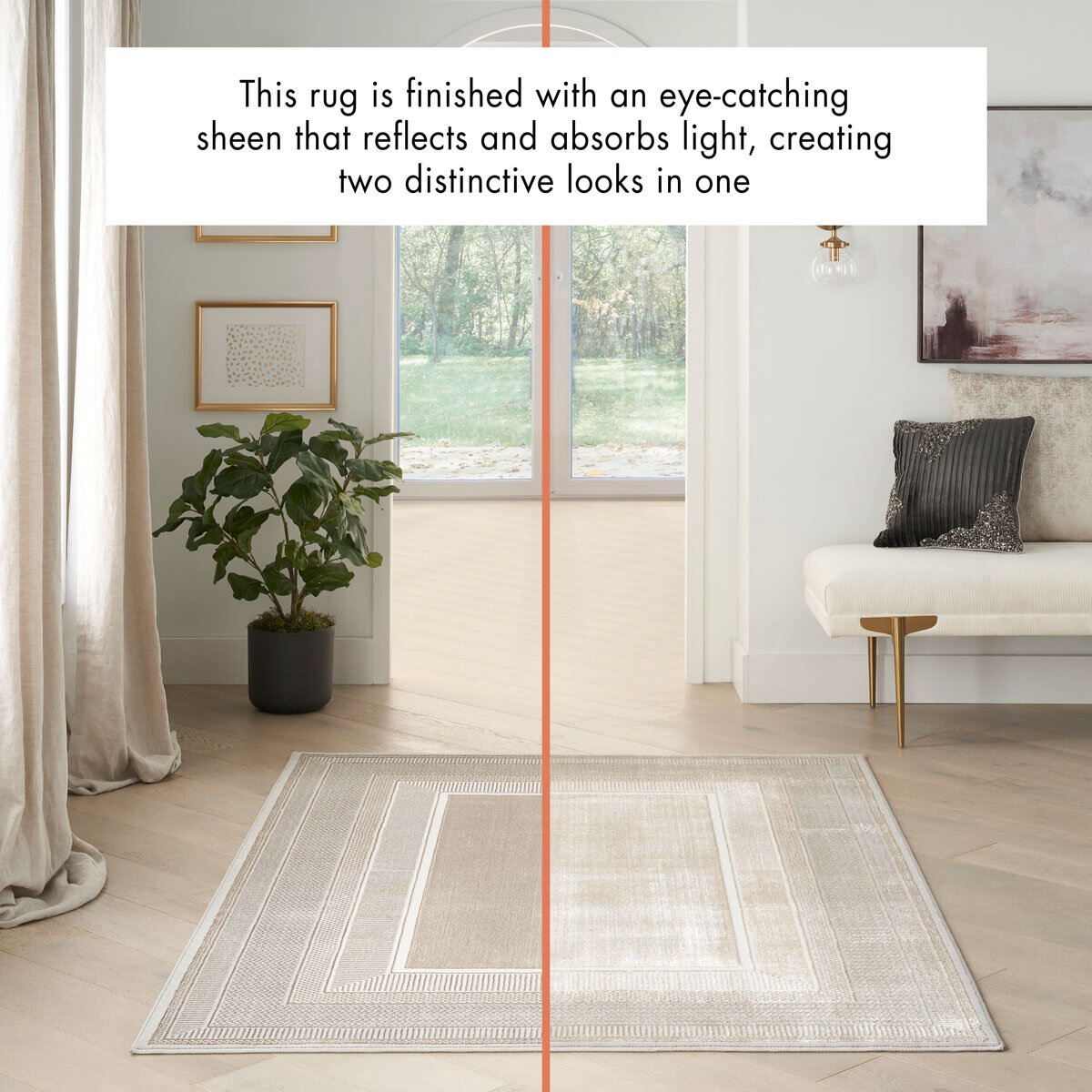 Glitz Ivory Border Runner, 69 x 229 cm