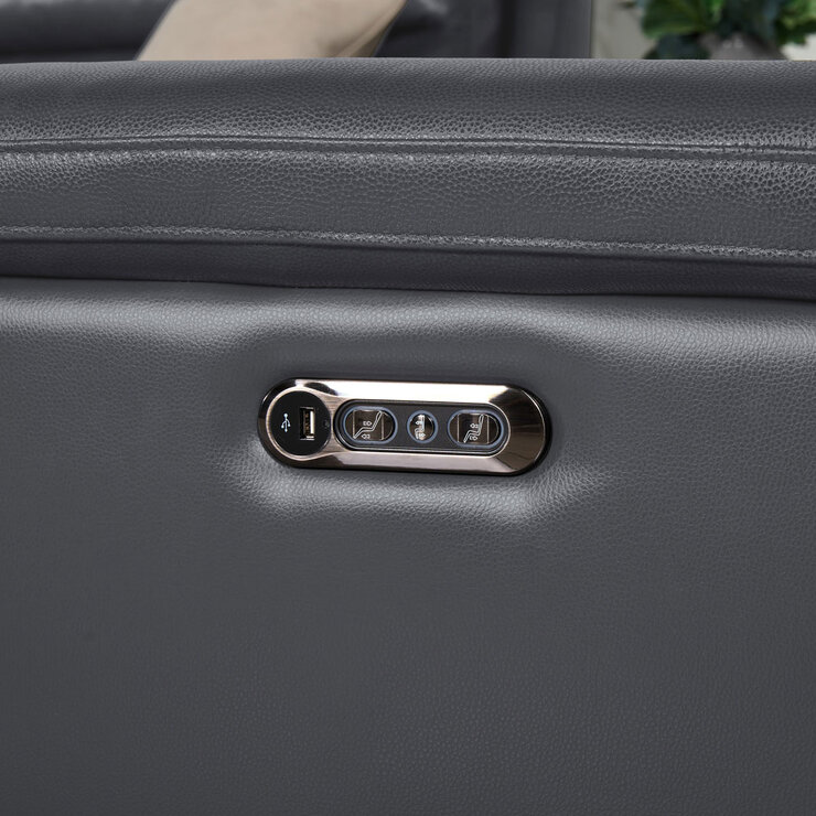 Grace Dark Grey Leather Power Reclining Armchair