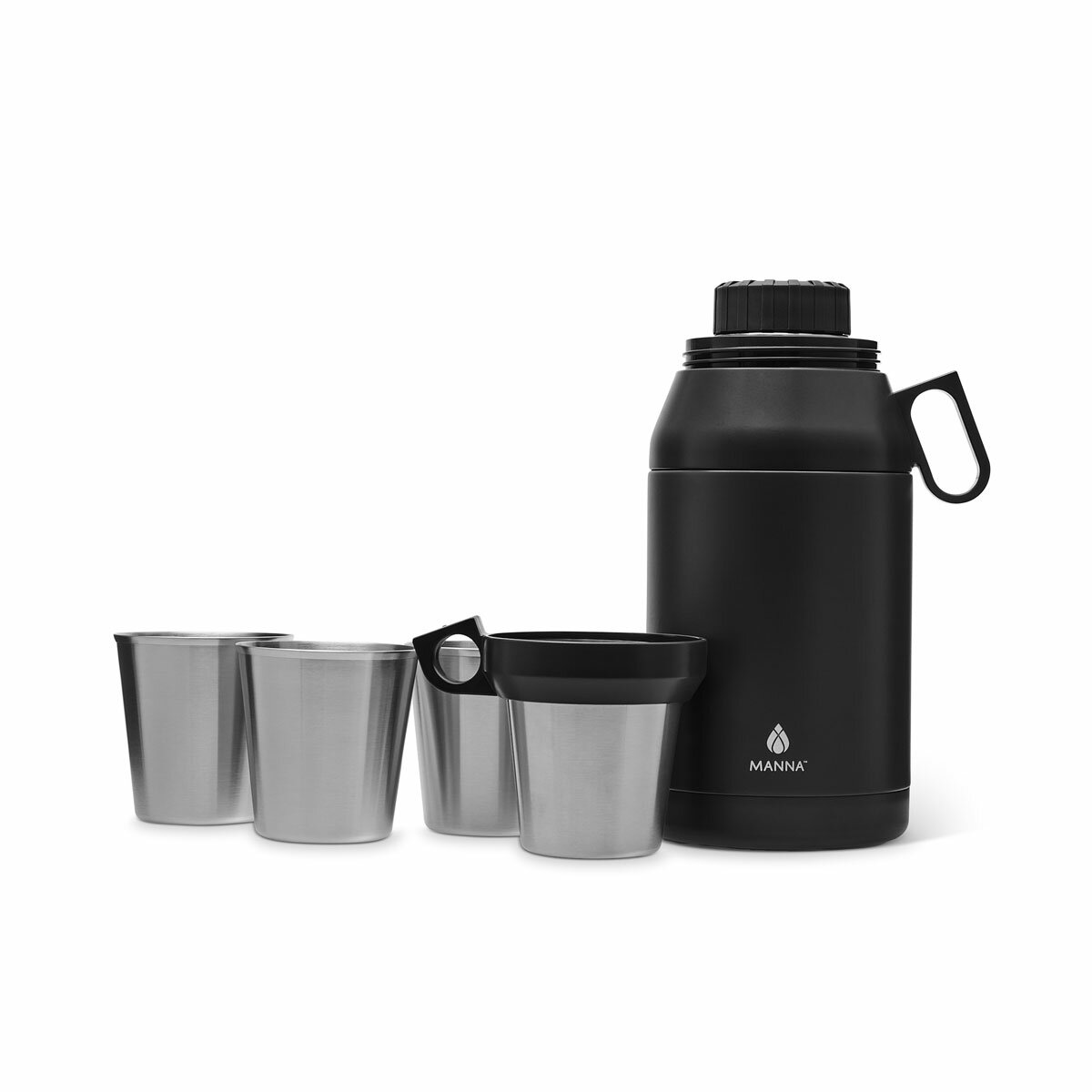 Manna Stack Jug with 4 Stackable Stainless Steel Cups, 1.9L in 2 Colours