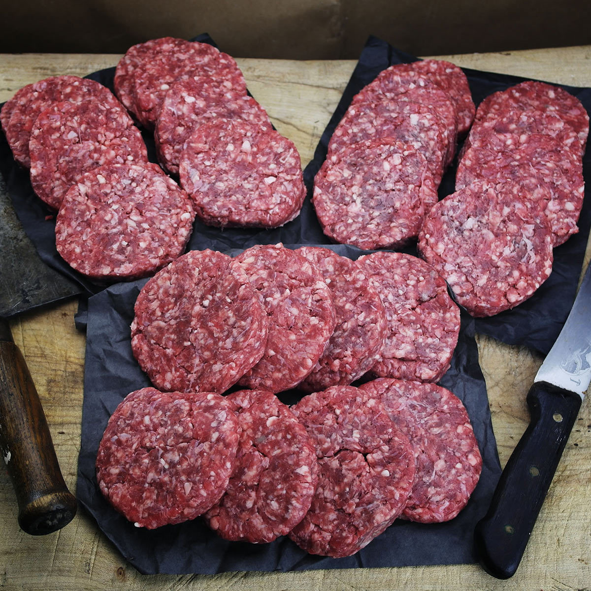 Taste Tradition Wagyu Beef Burgers, 36 x 115g (4oz) presented on table