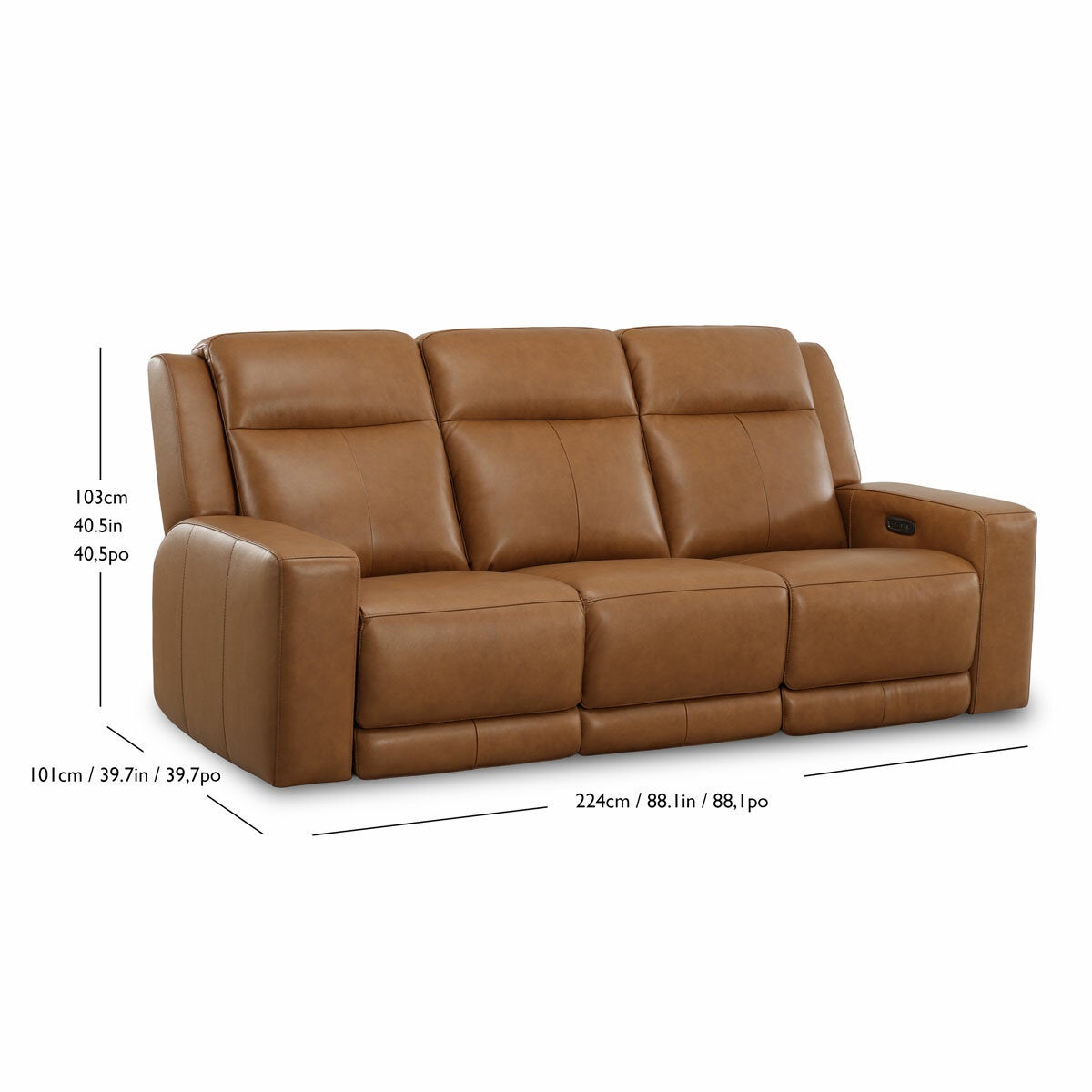 Simon Li Wren Brown Leather 3 Seater Sofa with Power Recliner & Power Headrest Simon Li Wren Brown Leather 3 Seater Sofa with Power Recliner & Power Headrest