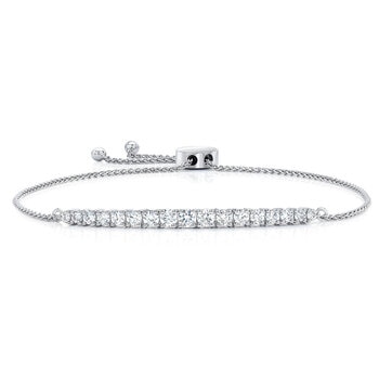 1.00ctw Round Brilliant Cut Diamond Bolo Bracelet, 14ct White Gold