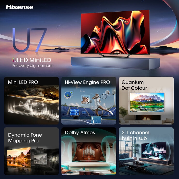 Hisense 100U7NQTUK 100 Inch Mini-LED 4K UHD Smart TV Hisense 100U7NQTUK 100 Inch Mini-LED 4K UHD Smart TV