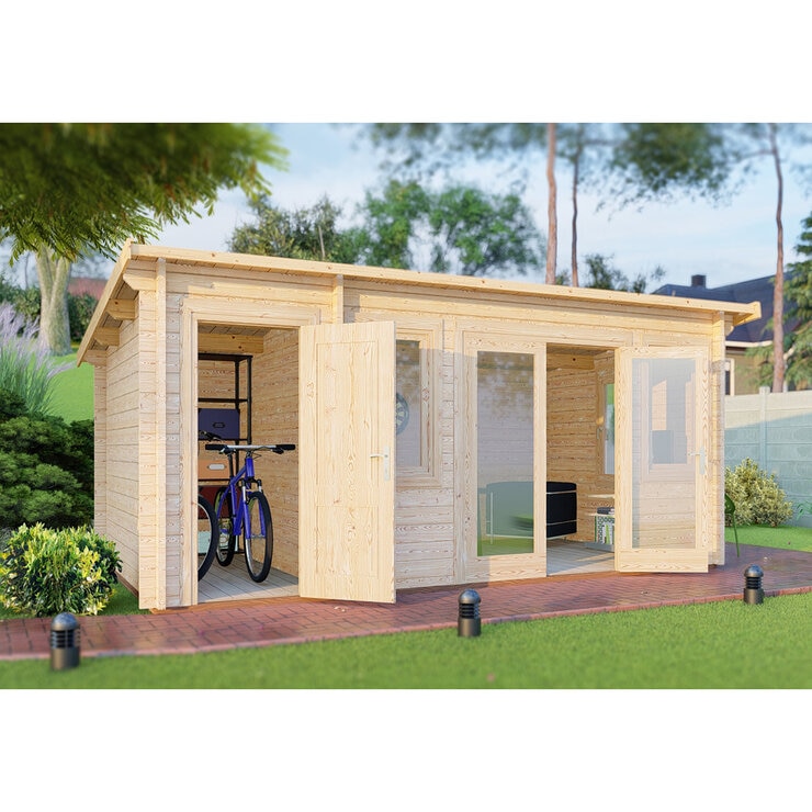 Delivered Shire Rydal 44mm Log Cabin 17 x 10ft (5.1 x 3m)