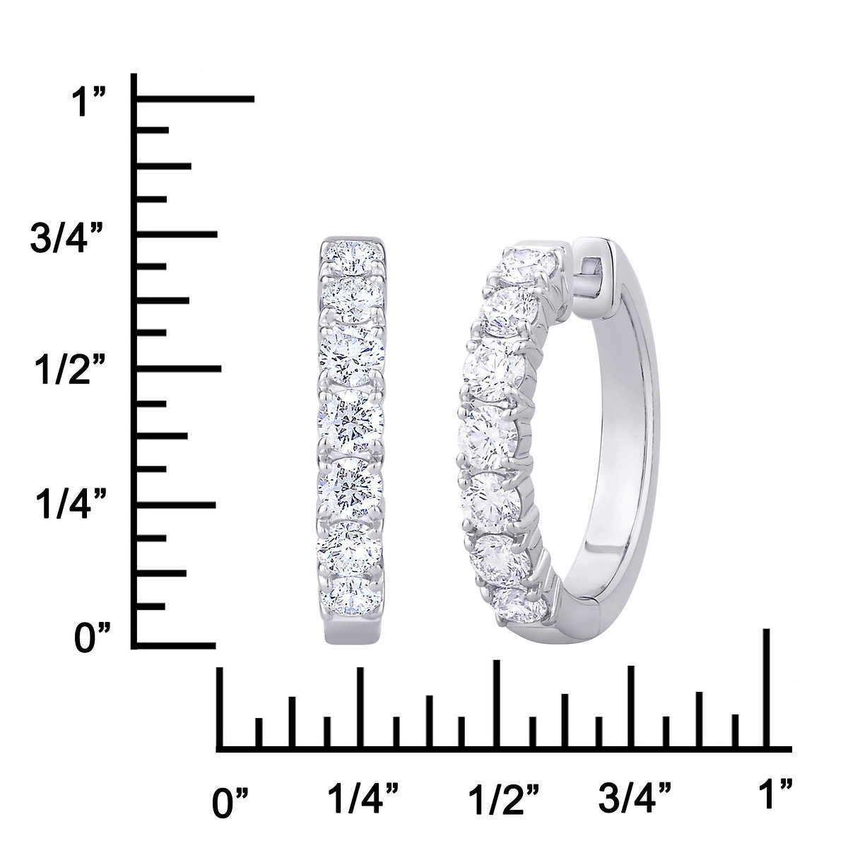 1.20ctw Round Brilliant Cut Diamond Hoop Earrings, 14ct White Gold