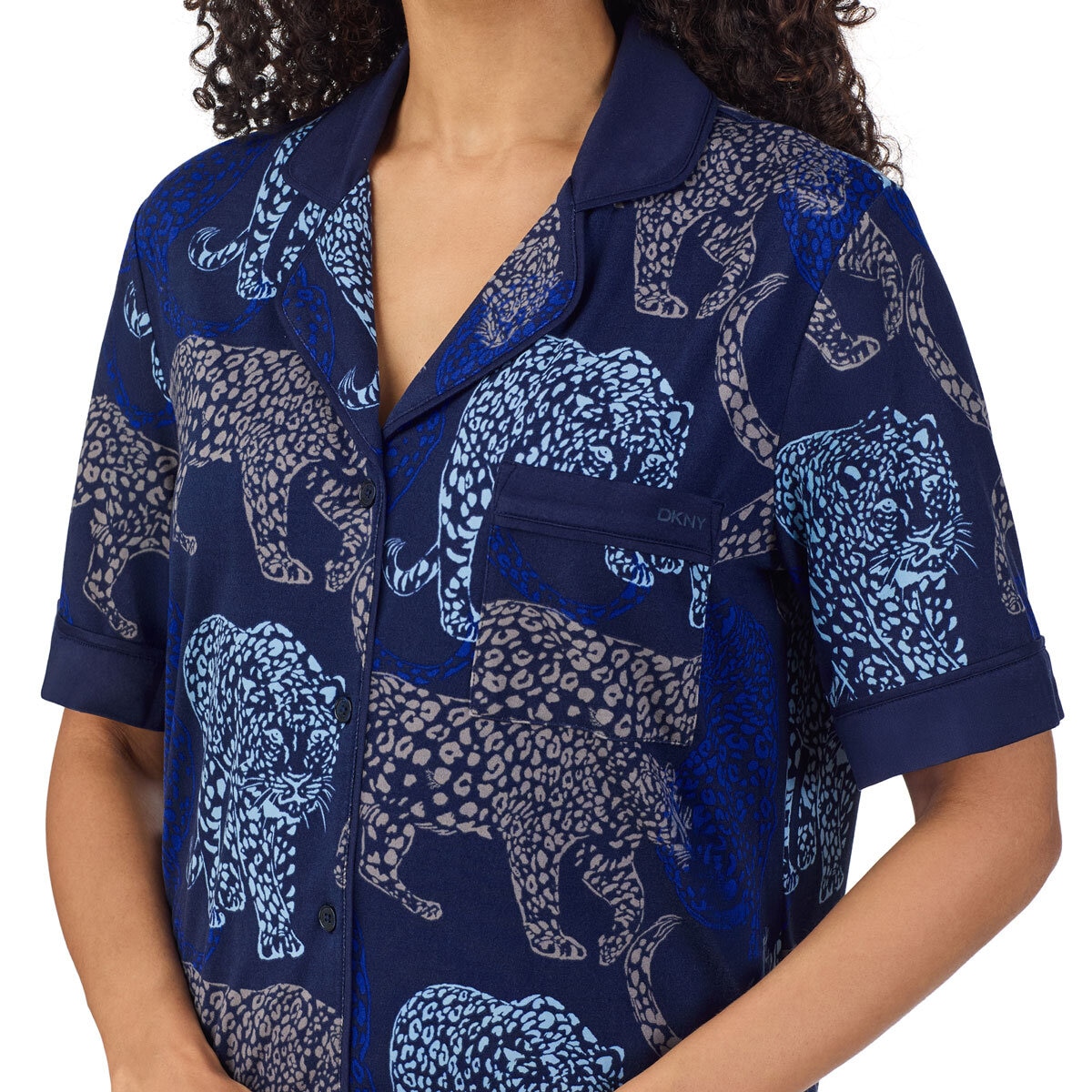 DKNY Ladies Notch Collar 3 Piece PJ Set in Animal Print