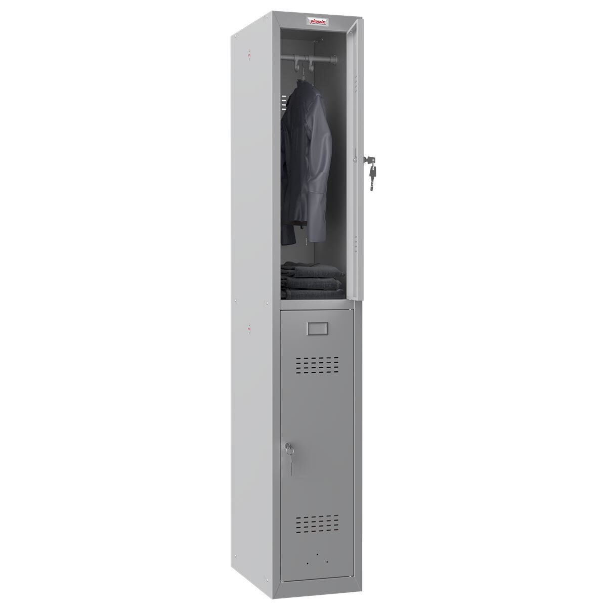 Phoenix PL Series PL1230GGK 1 Column 2 Door Locker with Key in Grey