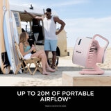 Lifestyle image of fan up to 20m of portable airflow Lifestyle image of fan up to 20m of portable airflow