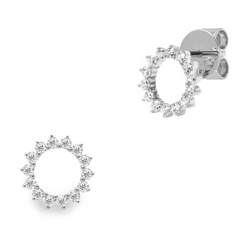 0.39ctw Round Brilliant Cut Diamond Circle Stud Earrings, 18ct White Gold