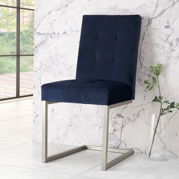 Bentley Designs Tivoli Navy Velvet Cantilever Dining Chair, 2 Pack