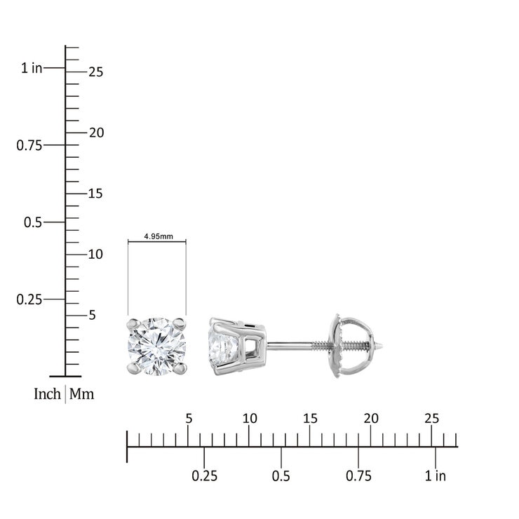 1.00ctw Round Brilliant Cut Diamond Solitaire Stud Earrings, 18ct White Gold 1.00ctw Round Brilliant Cut Diamond Solitaire Stud Earrings, 18ct White Gold
