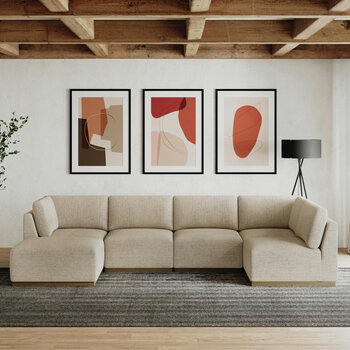 Henredon Murphy Taupe 6 Piece Modular Fabric Sofa