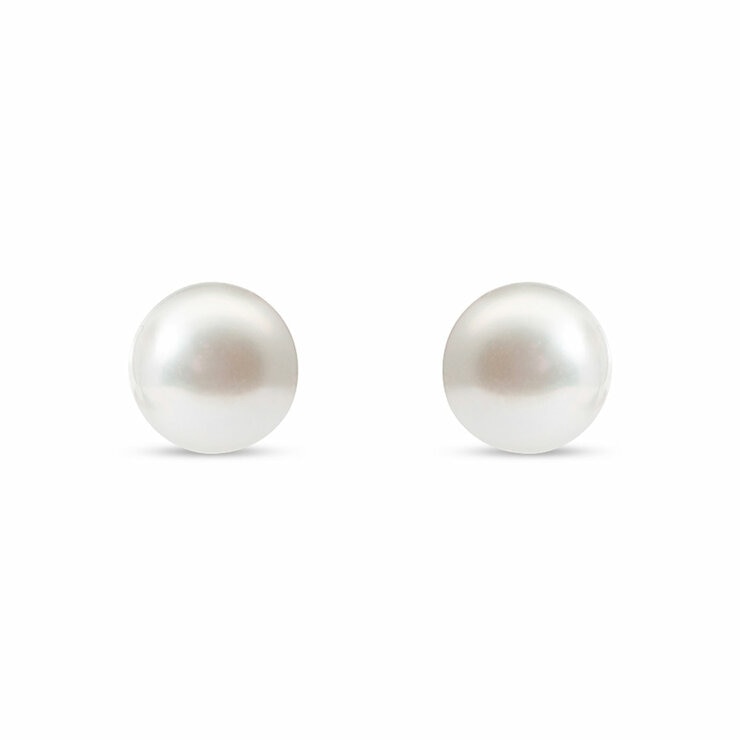 7.5-8mm Akoya White Pearl Earrings, 14ct Yellow Gold 7.5-8mm Akoya White Pearl Earrings, 14ct Yellow Gold