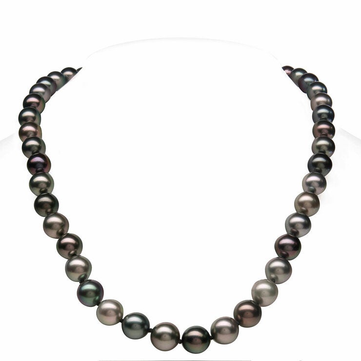8-10mm Cultured Tahitian Pearl Necklace, 14ct White Gold