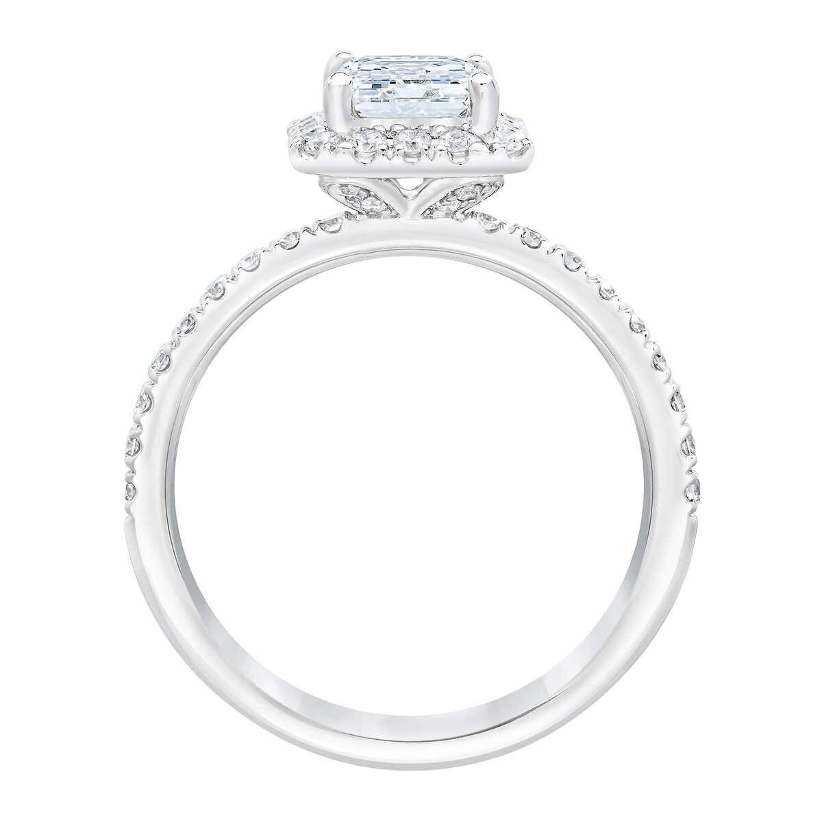 2.65ctw Emerald Cut Diamond Halo Ring, Platinum