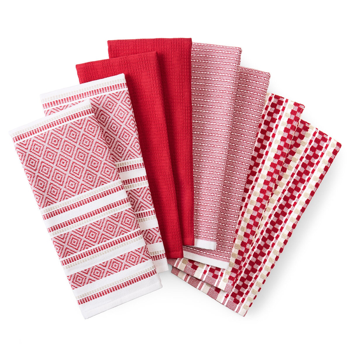 KitchenAid Printed Kitchen Towels Set 8 Pack in Red