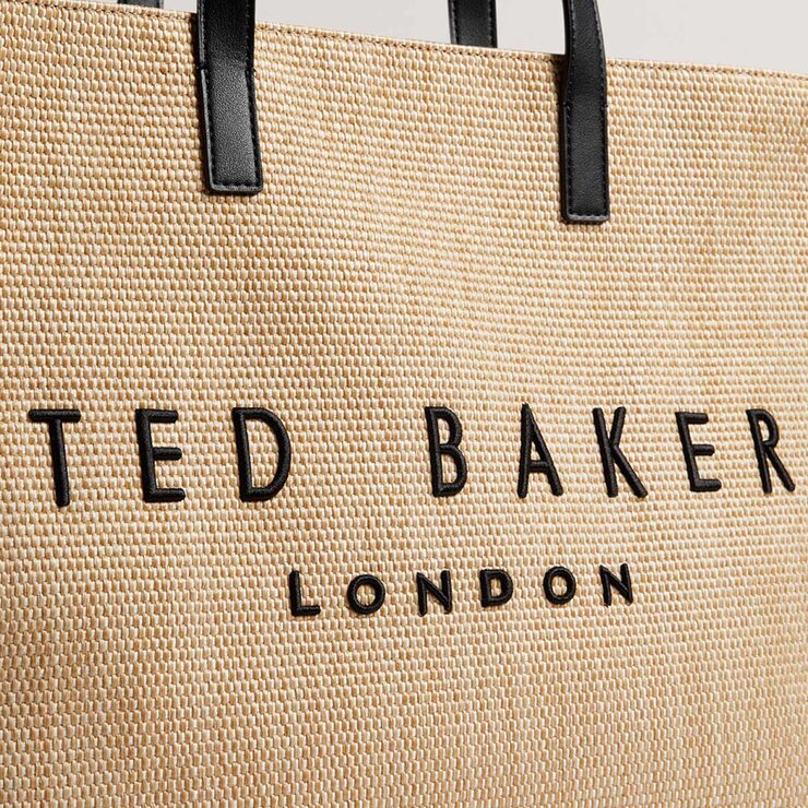 Ted Baker Pallmer Large Raffia Tote Bag in Black