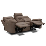 Cut out image of Kuka Brown Fabric Reclining 3 Seater Sofa while reclined